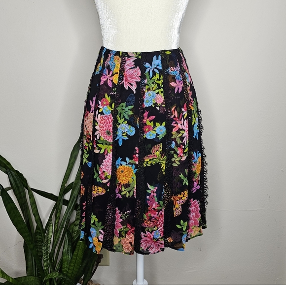 Escada Silk Pleated Floral Skirt - Picture 3 of 6
